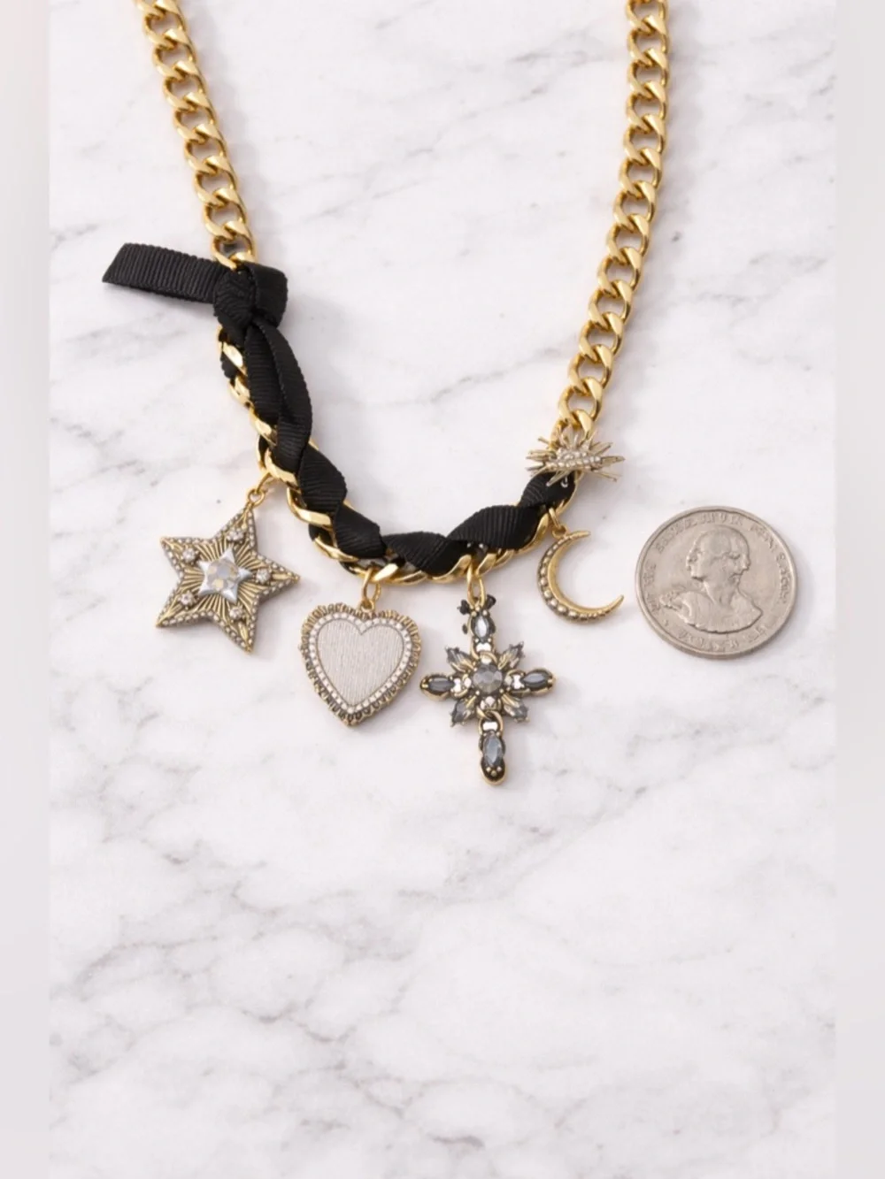 Simply Vera Vera Wang Celestial Charm Ribbon Statement Necklace Discontinued